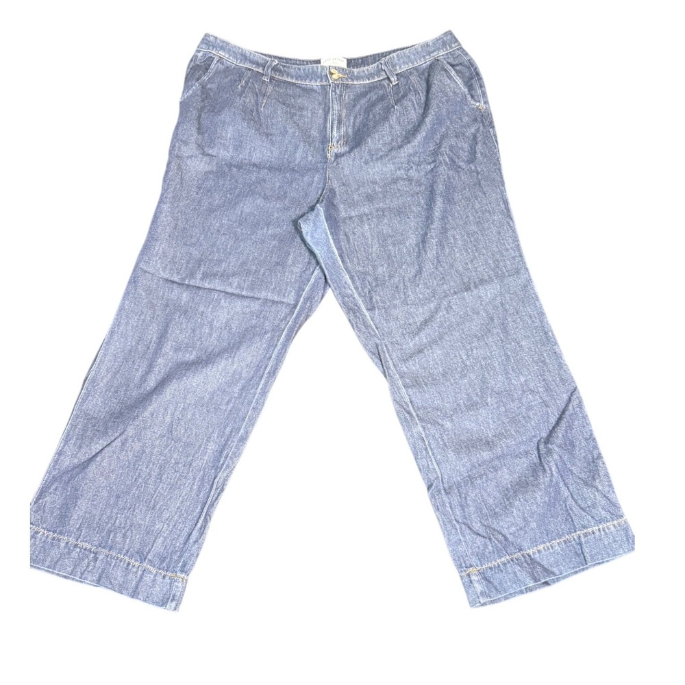 Lane Bryant Size 20 Mid Rise Wide Leg 100% Cotton Blue Jeans Denim Plus Relaxed